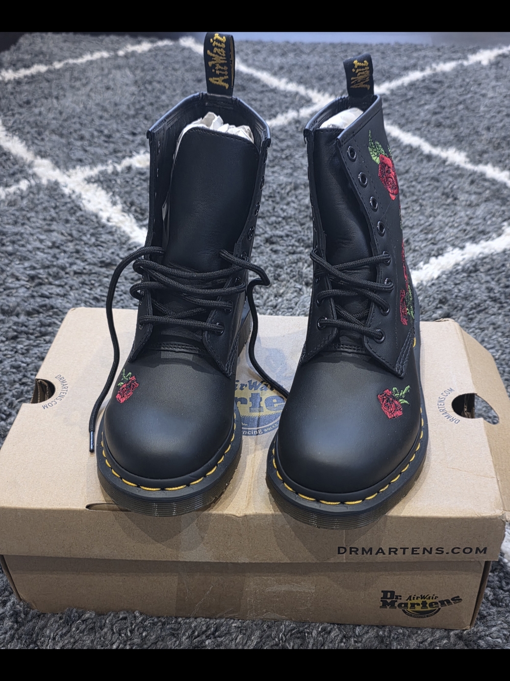 DR. MARTENS 1460 VONDA FLORAL LEATHER LACE UP BOOTS Size Women’s 7